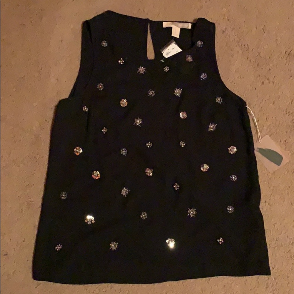Black rhinestone tank top